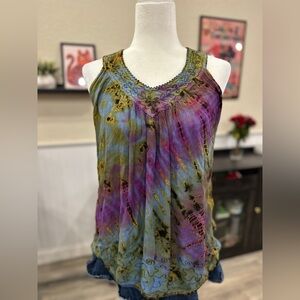 Advance Apparels Tie-Dye Cotton Top Women's FREE SIZE - Boho Hippie Vintage